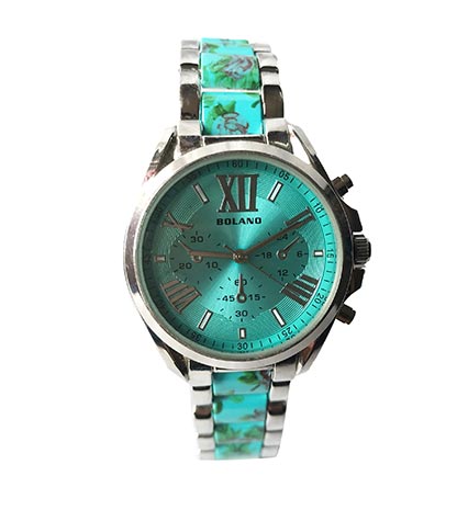 Blue Dial Printed Women Watch