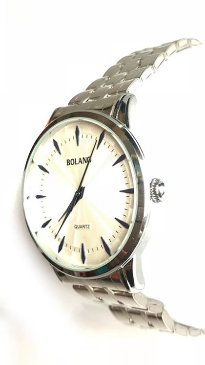 white dial analog watch
