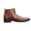 Caliber Men Zip Up Leather Boot - Coffee