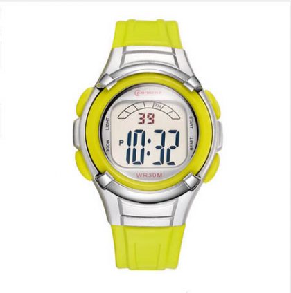yellow digital watch
