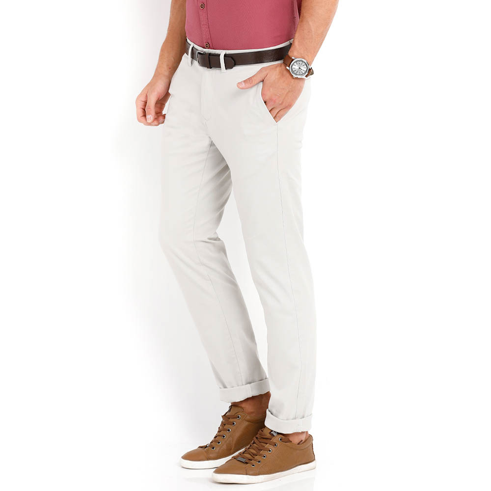 Khaki Solid Spandex Cotton Men Brooklyn Fit Casual Trousers - Selling Fast  at Pantaloons.com