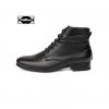 Caliber Men Lace Up Leather Boots - Black