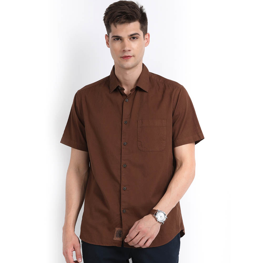 Indian Terrain Slim Fit Casual Shirt - Choco - KAPADAA.COM