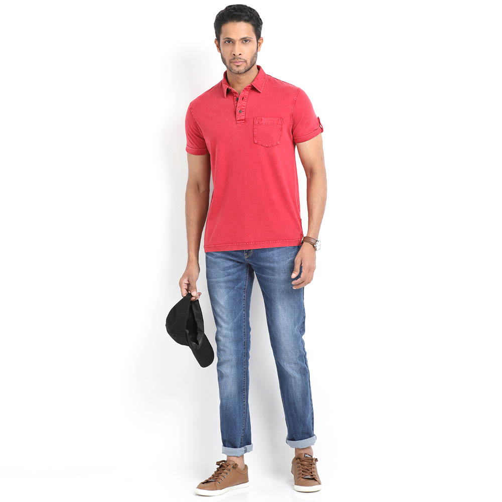 Indian Terrain Solid Polo T-shirts - Maroon - KAPADAA.COM