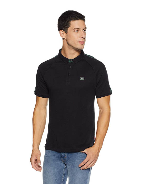 Levi’s Men Solid Slim Fit Polo T-shirt - Black - KAPADAA.COM