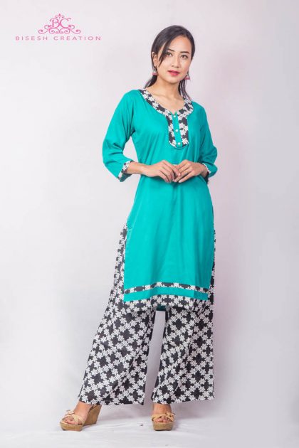 Aqua Green Printed Kurtis