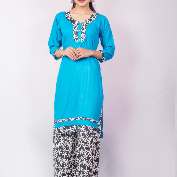 Blue Rayon Printed Kurtis