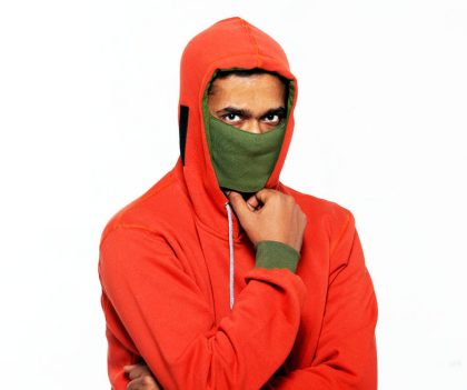 Orange Pullover Hoodie With Mask