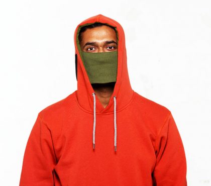 Orange Pullover Hoodie With Mask