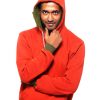Orange Pullover Hoodie With Mask