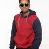 Maroon & Navy Pullover Hoodie with Mask