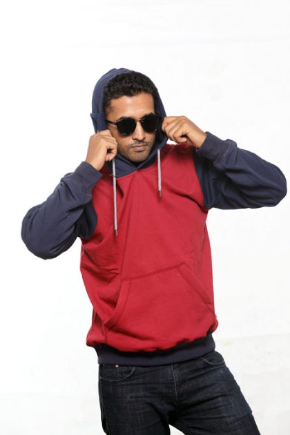 Maroon & Navy Pullover Hoodie with Mask