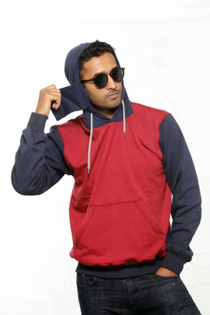 Maroon & Navy Pullover Hoodie with Mask