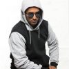 Black & Grey Pullover Hoodie With Mask