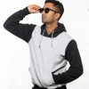 Grey & Black Pullover Hoodie With Mask