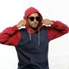 Navy & Maroon Pullover Hoodie With Mask