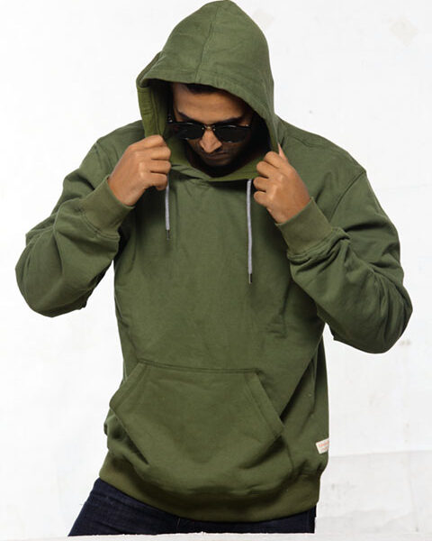 Green Pullover Hoodie With Mask