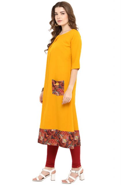 Women Geometric Printed Yellow Kurtis