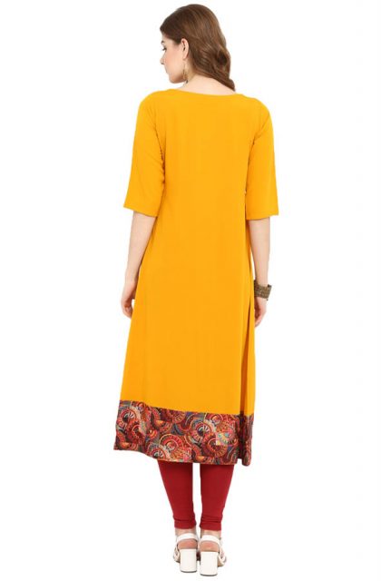 Women Geometric Printed Yellow Kurtis