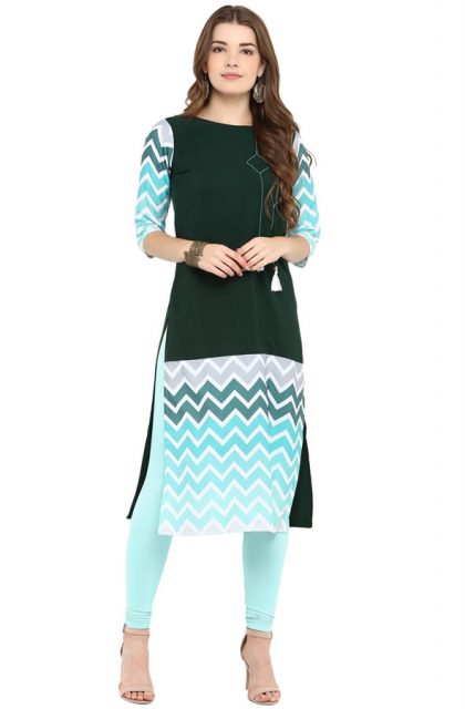 Women Dark Green Printed Kurtis