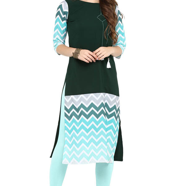 Women Dark Green Printed Kurtis