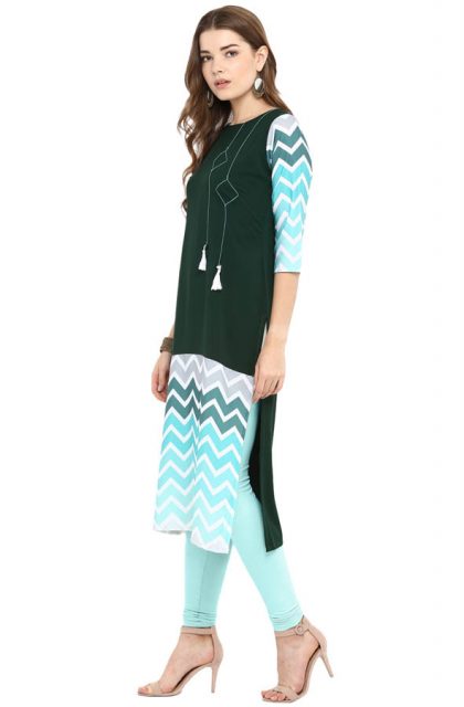 Women Dark Green Printed Kurtis