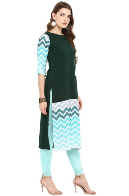 Women Dark Green Printed Kurtis