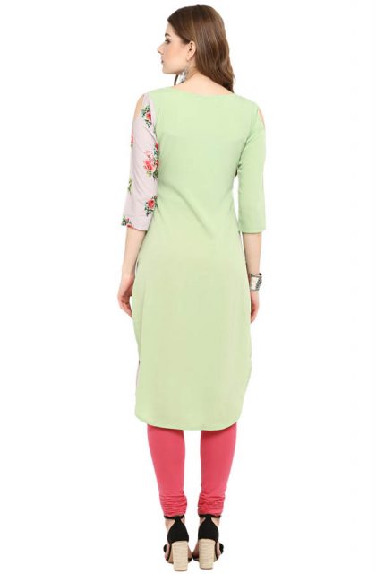 Women Floral Print Green Kurtis