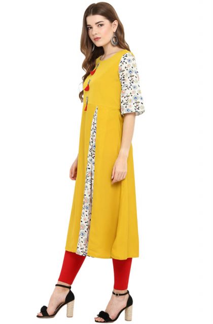 A-line Floral Printed Kurtis for Women