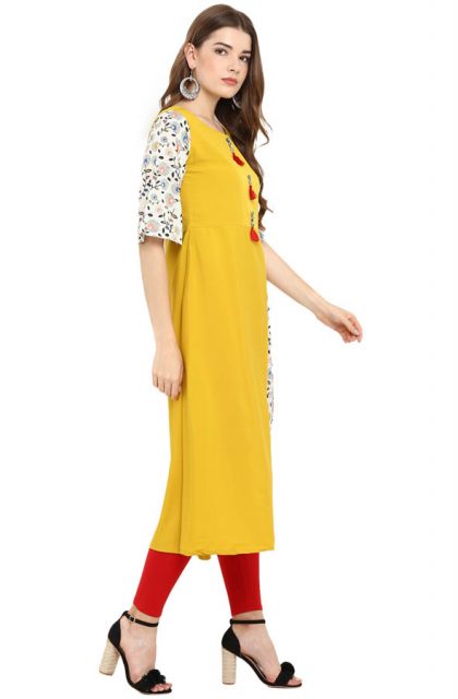 A-line Floral Printed Kurtis for Women
