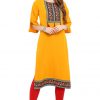 Floral Printed Mustard-Yellow Kurtis for Women