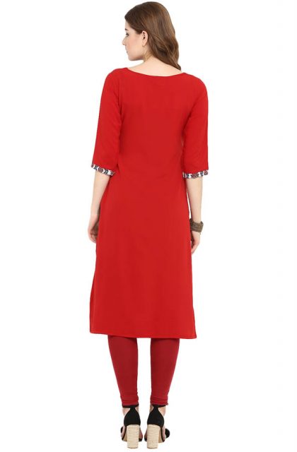 Geometric Printed Red Kurtis for Women