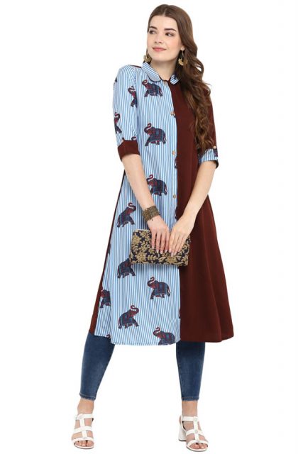 Animal Printed A-line Kurtis