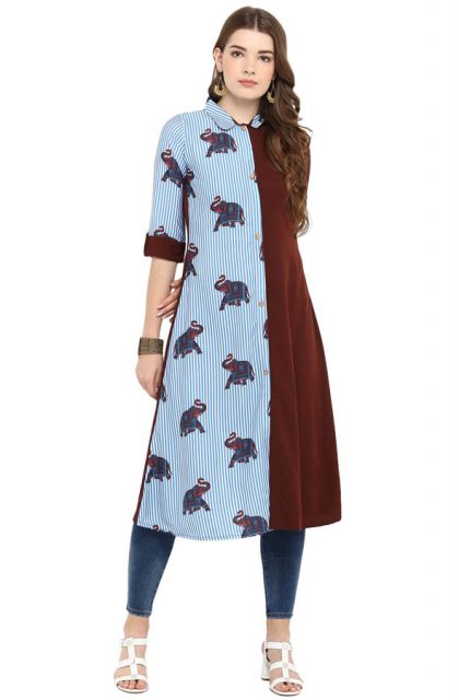 Animal Printed A-line Kurtis