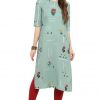Women Floral Printed Green Kurtis