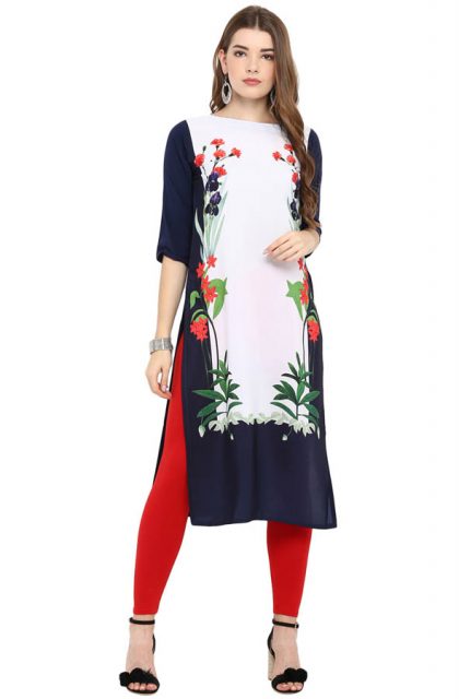 Women Floral Printed off white Kurtis