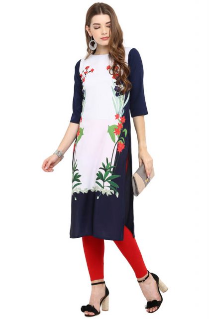 Women Floral Printed off white Kurtis