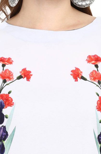 Women Floral Printed off white Kurtis