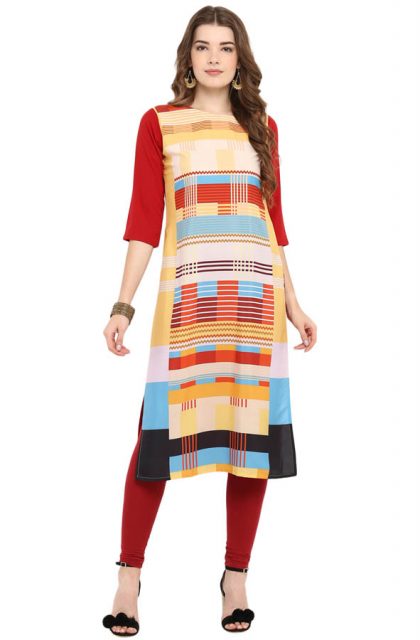 Geometric Printed Multicolored Kurtis