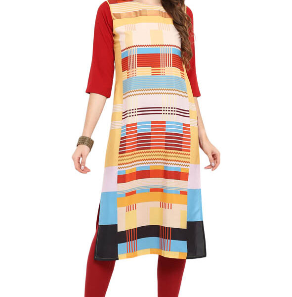 Geometric Printed Multicolored Kurtis