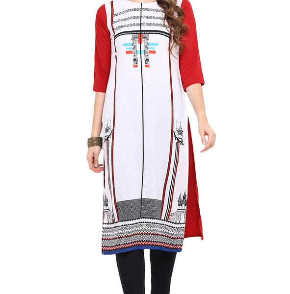 Geometric Printed White Kurtis