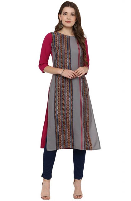 Geometric Printed Grey Kurtis