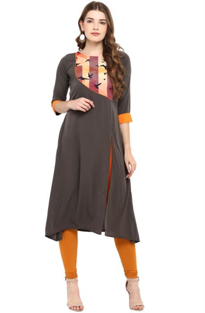 Women Printed Kurtis - Grey