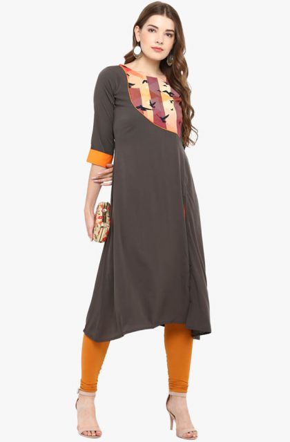 Women Printed Kurtis - Grey