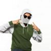 Green & Grey Pullover Hoodie with Mask