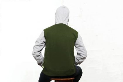 Green & Grey Pullover Hoodie with Mask