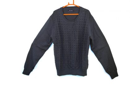 Knitted Design Navy Blue Sweater