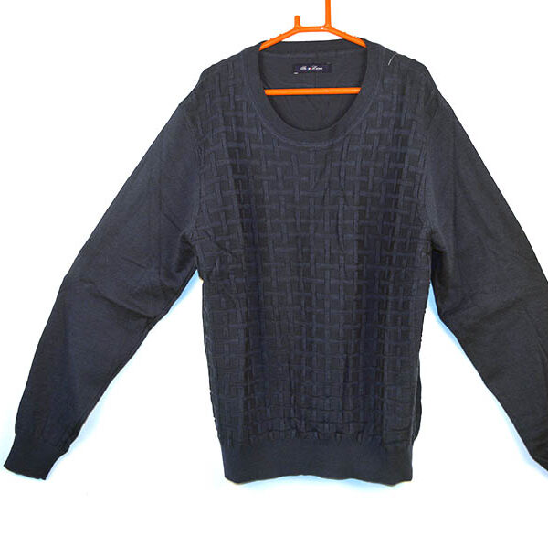 Knitted Design Navy Blue Sweater