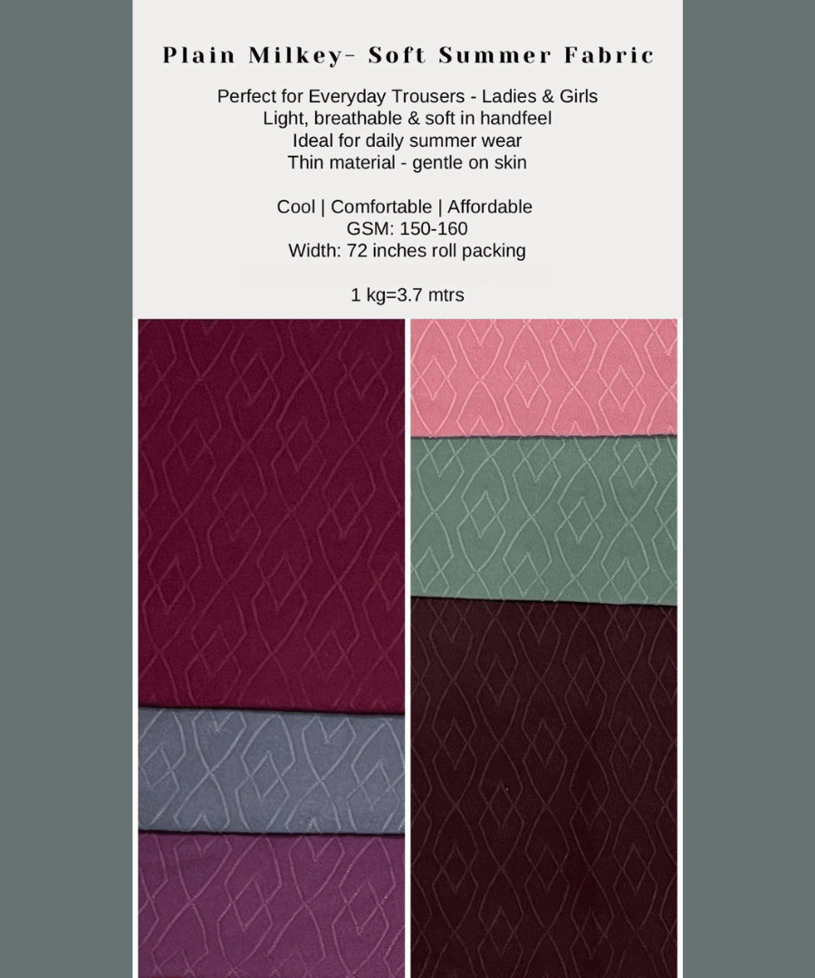 Plain Milkey- Soft Summer Fabric Perfect for Everyday Trousers