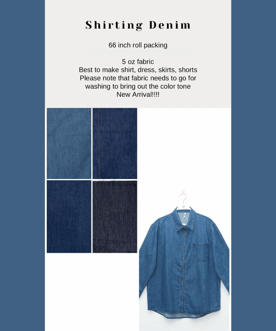 Shirting Denim 66 inch roll packing 5 oz fabric